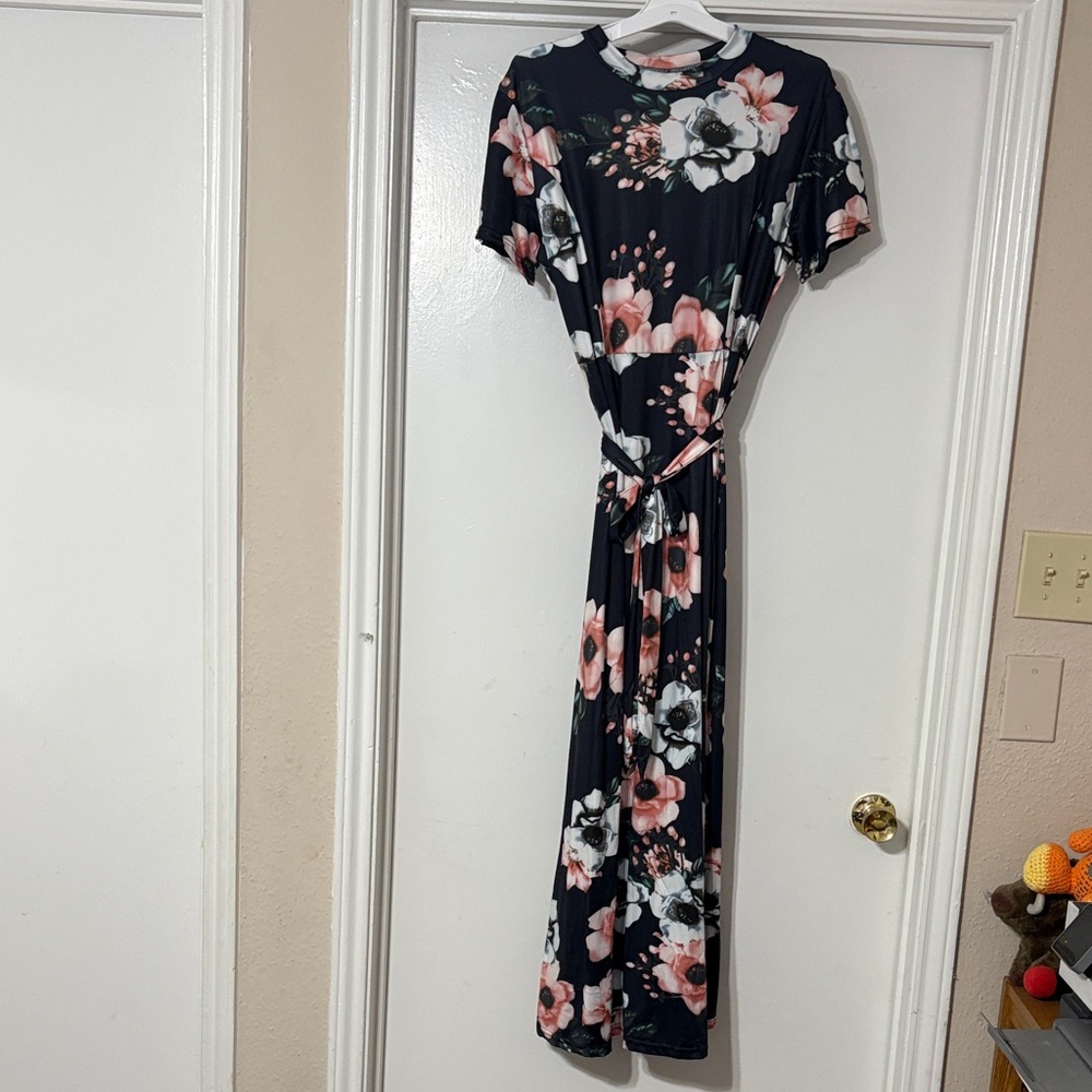 Floral Navy and Pink Women's Dress